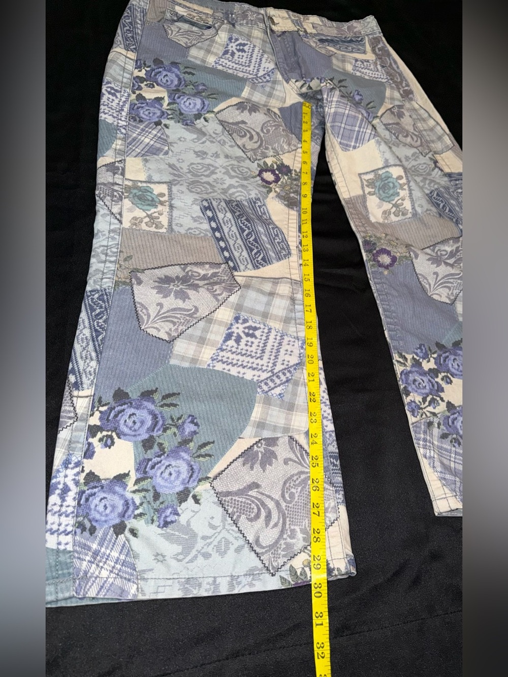 BDG Urban Outfitters Kayla Patchwork Wide Leg Pants Size 33 Low Rise Cottagecore - Picture 8 of 13